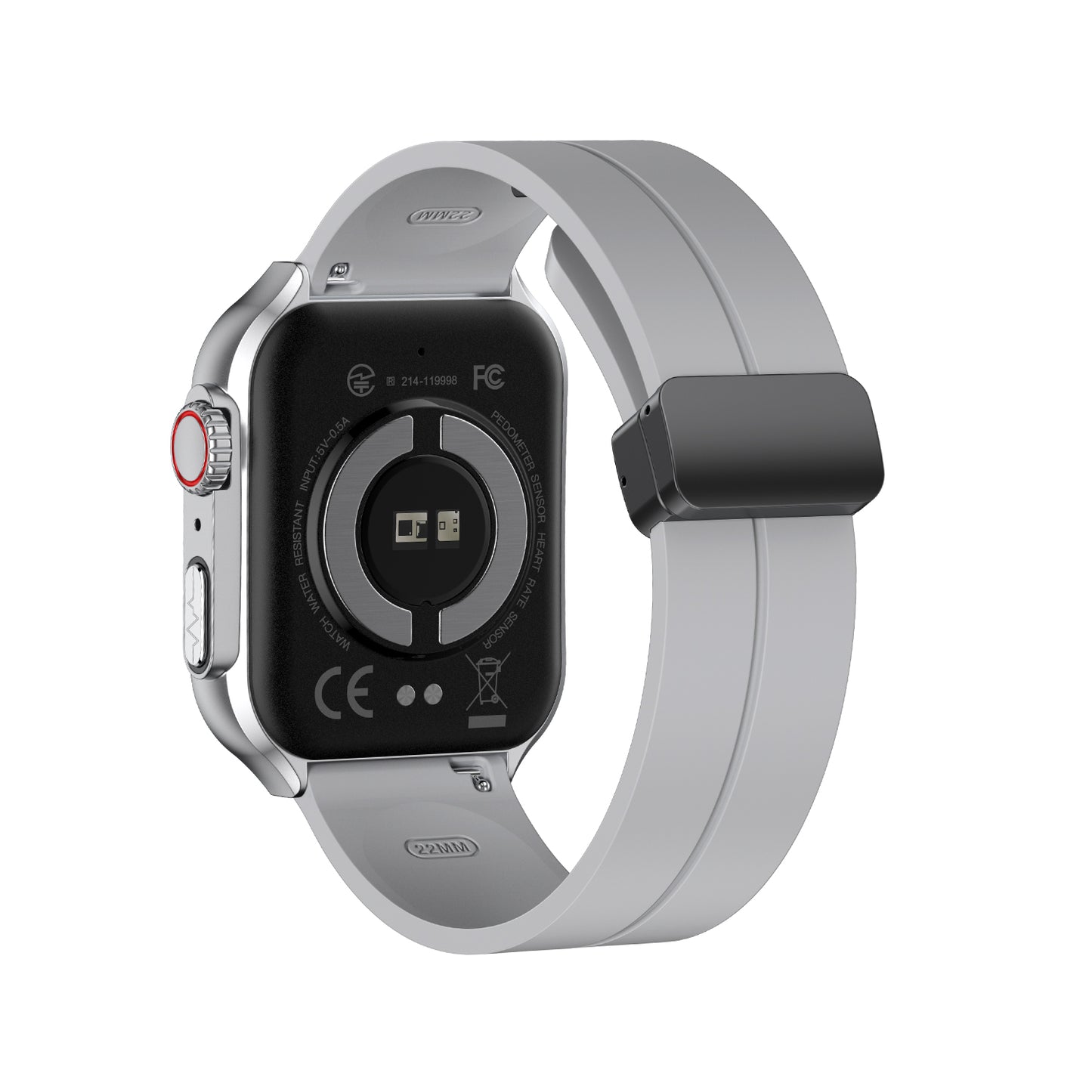 504 Smart Watch NX15 main product image with orange silicone strap, front view displaying smart flagship health navigation features, IP68 waterproof technology, and 150+ sports modes support
