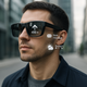 alt="Smart glasses with AR display overlay showing digital information and notifications worn by person in urban environment demonstrating augmented reality technology integration in daily life"