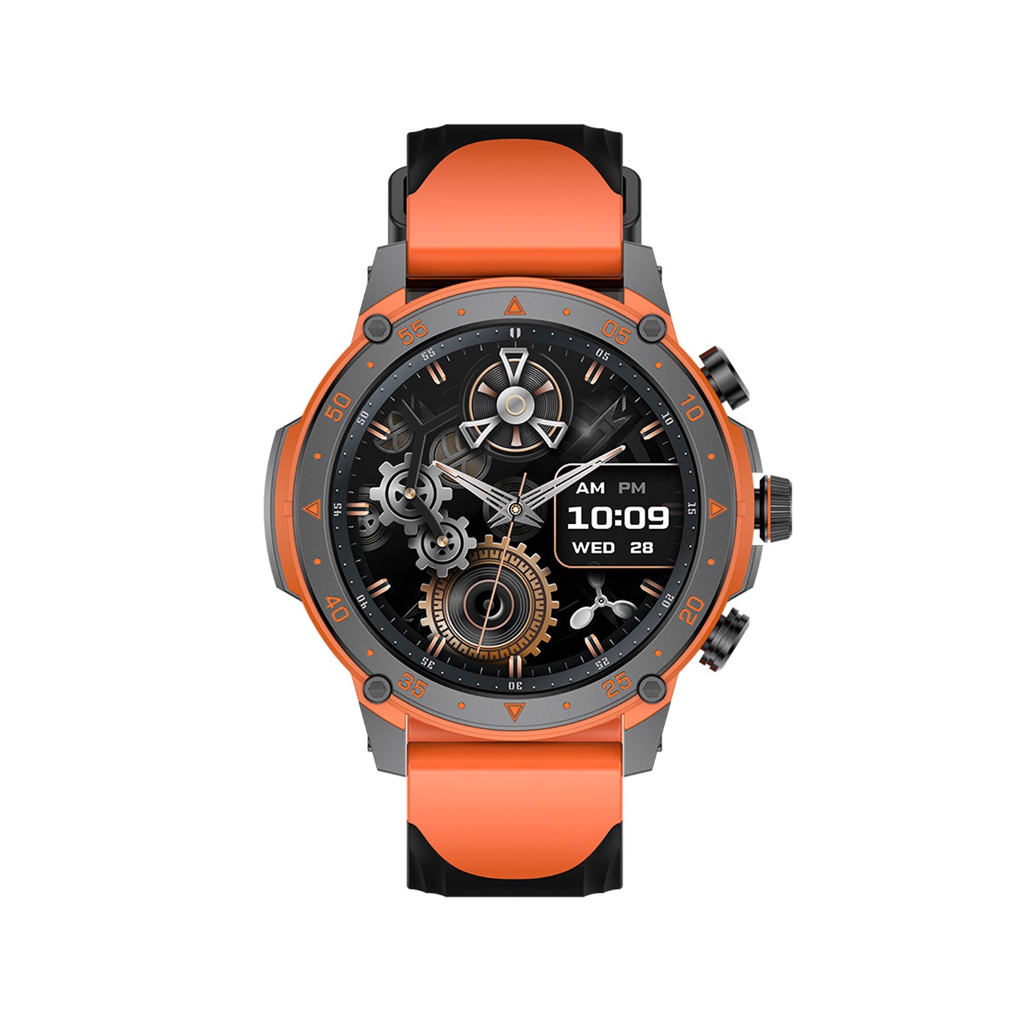 405 Smart Watch main product image with green silicone strap, front view displaying AMOLED screen and premium metal construction