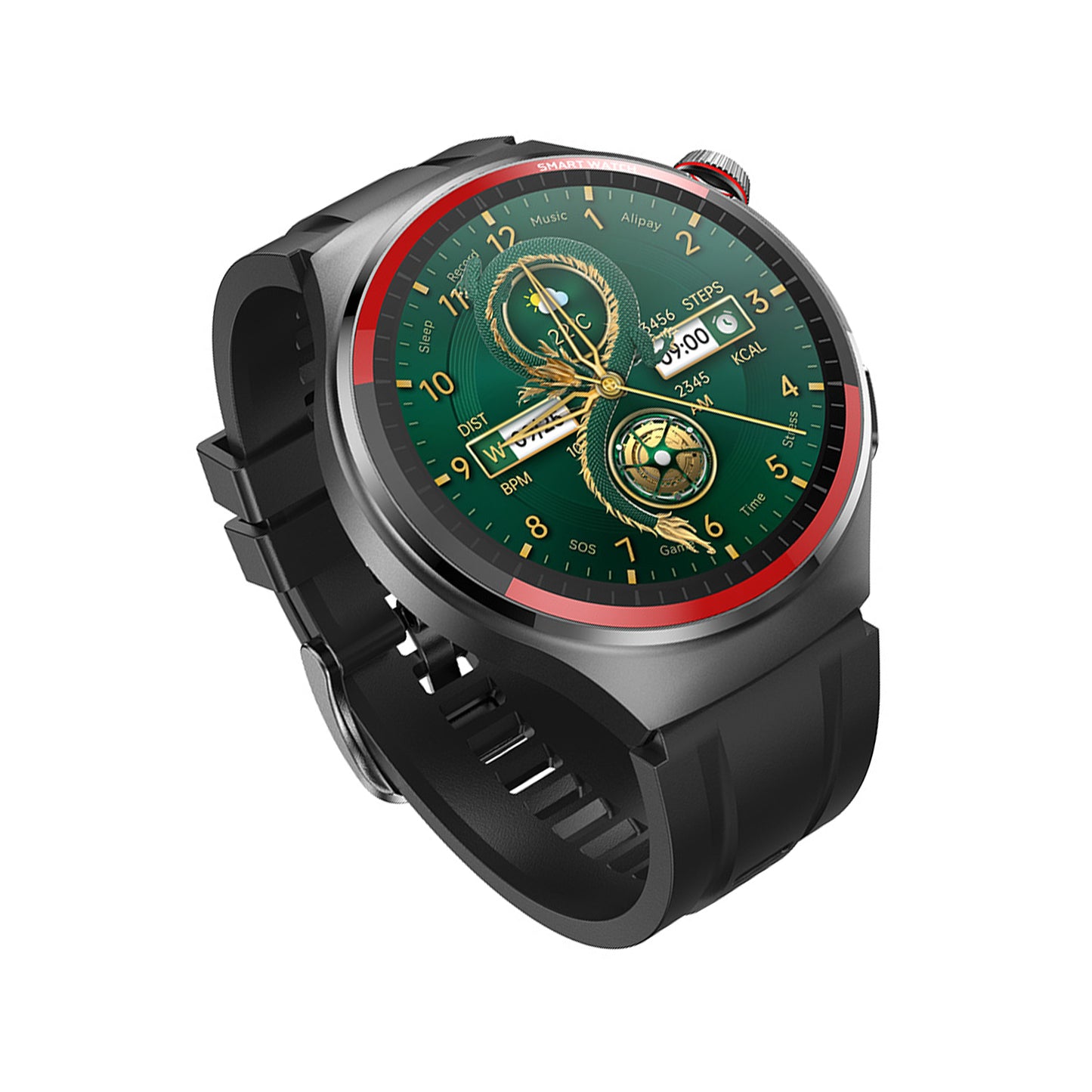406 Smart Watch main product image with silver silicone strap, side angle view showing premium construction and ergonomic design