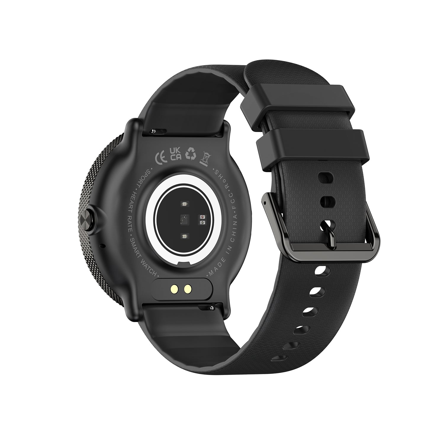 407 Smart Watch P58 main product image with gold case and white silicone strap, front view showing 1.43-inch AMOLED always-on display, 304 stainless steel construction, and P58 premium design for sophisticated style