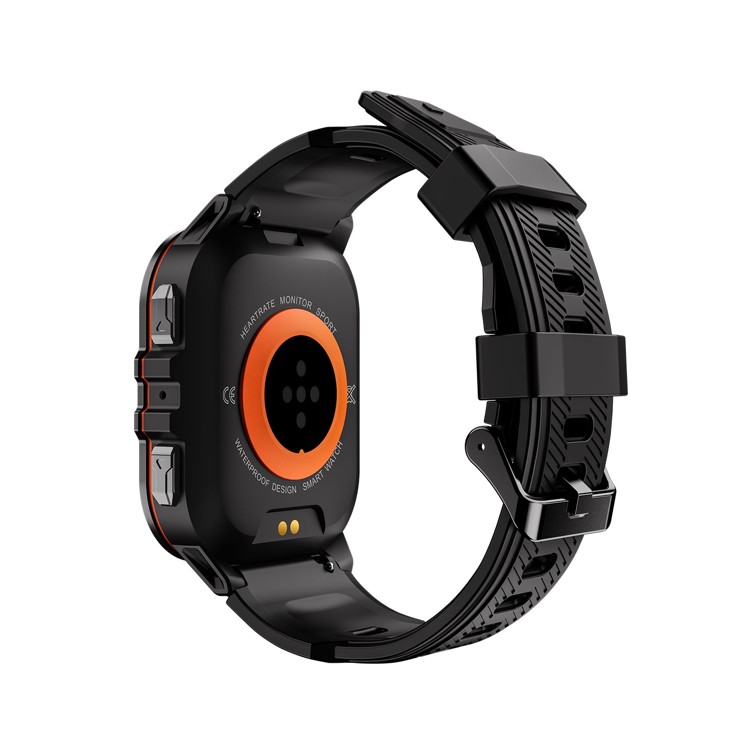 503 Smart Watch C26 main product image with yellow silicone strap, front view featuring wilderness explorer design, dual-color injection molding construction, and 10M waterproof capability for extreme outdoor activities