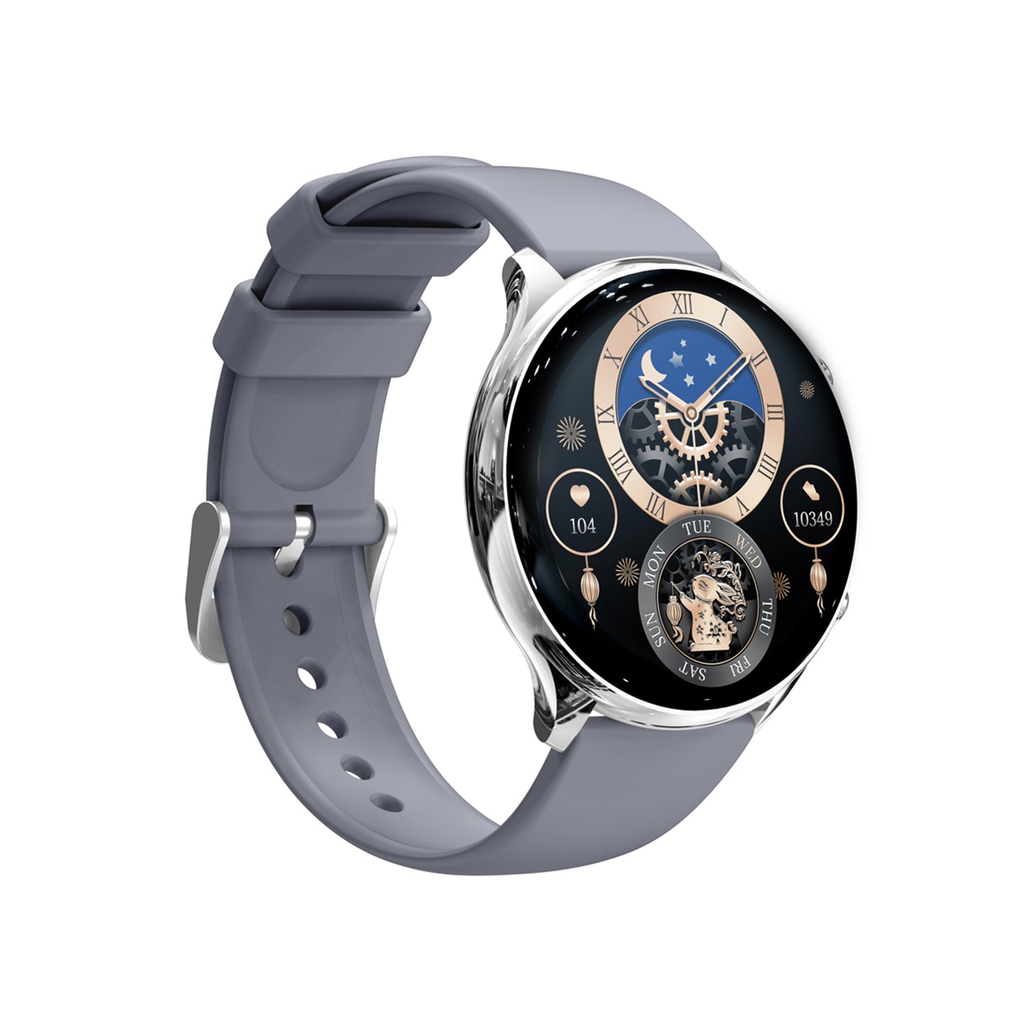 507 Smart Watch silver silicone strap front view health monitoring AMOLED display