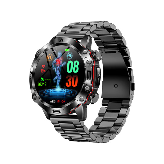 602 Smart Watch brown leather strap front view business style premium design