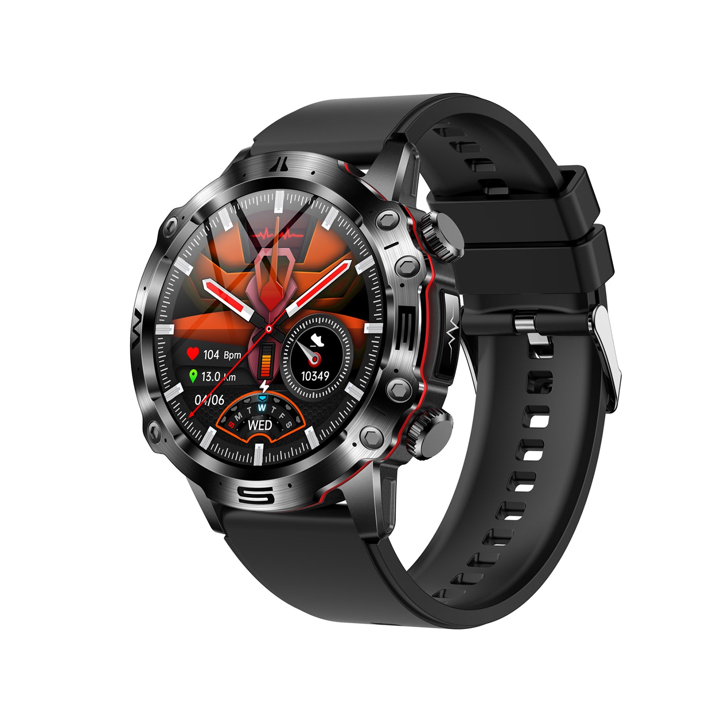 602 Smart Watch red silicone strap front view health monitoring AI analysis