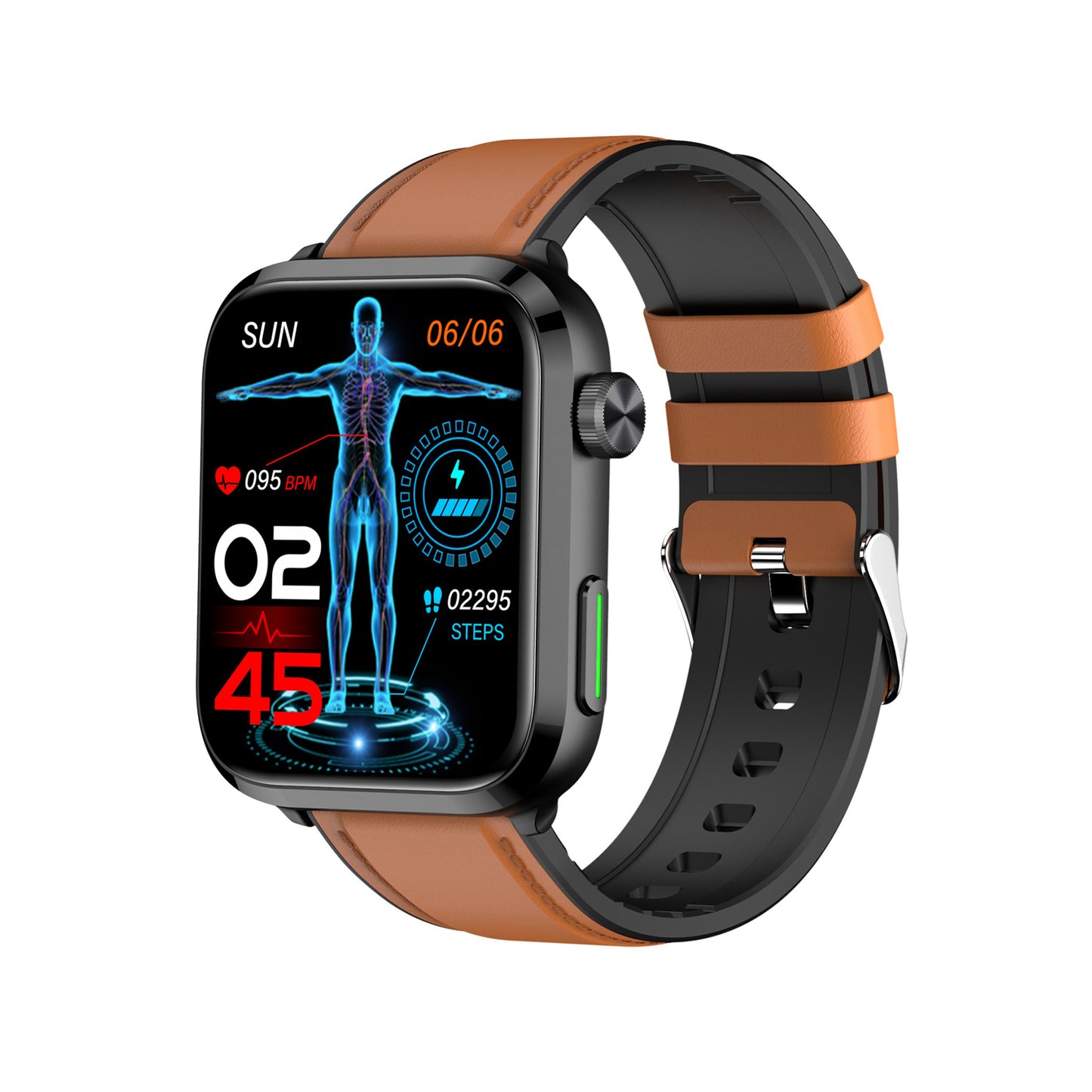 701 Smart Fitness Watch brown leather strap wellness monitoring lifestyle premium