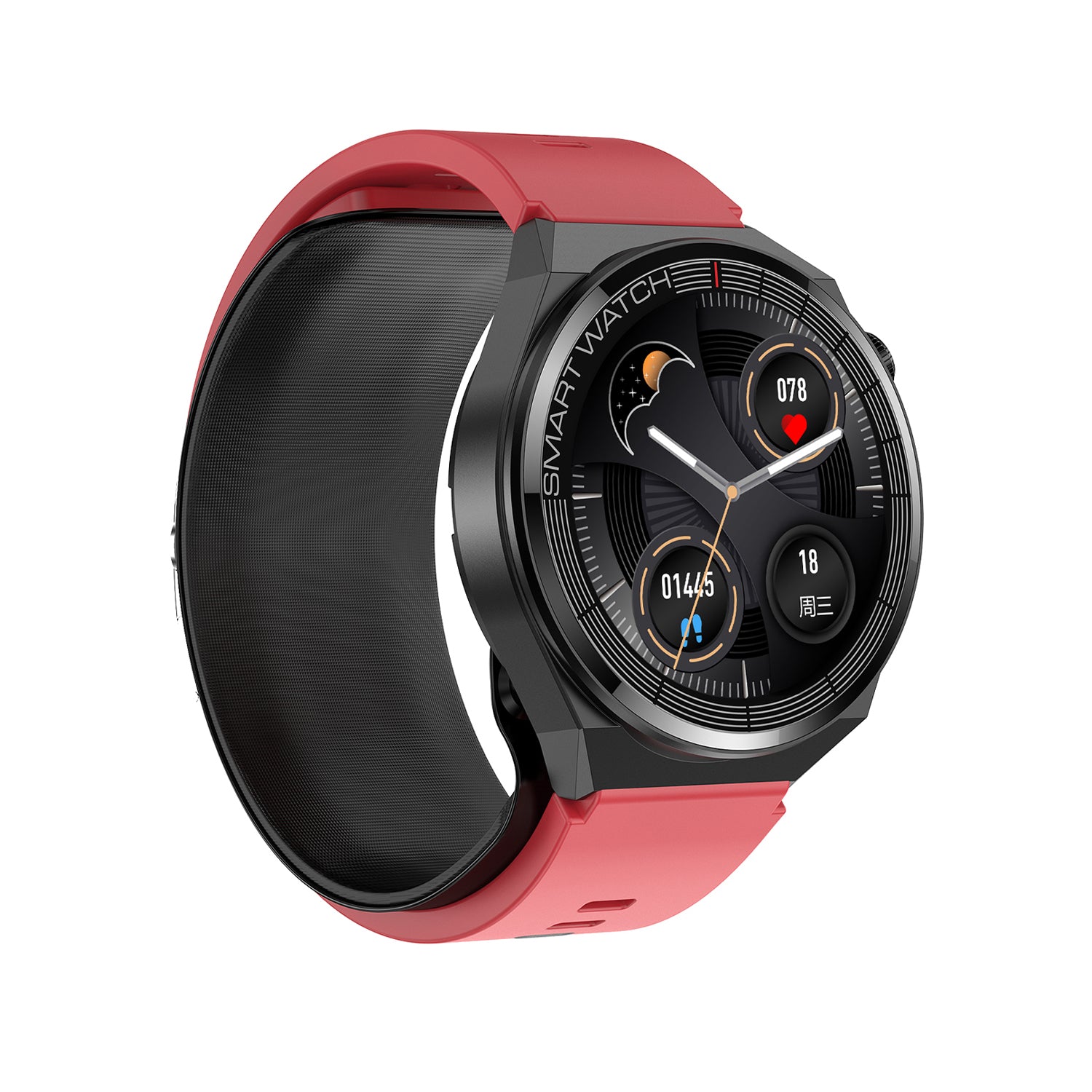 702 Smart Watch H42 main product image with black silicone strap, front view showcasing voice assistant technology, RTL8762DW chip, and comprehensive wellness monitoring capabilities