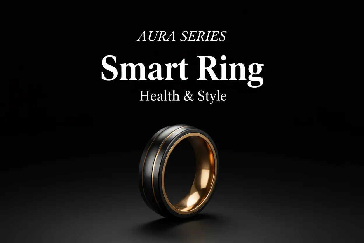 AURA Series Smart Ring, integrating health monitoring and stylish design, showcasing the dual charm of technology and aesthetics.