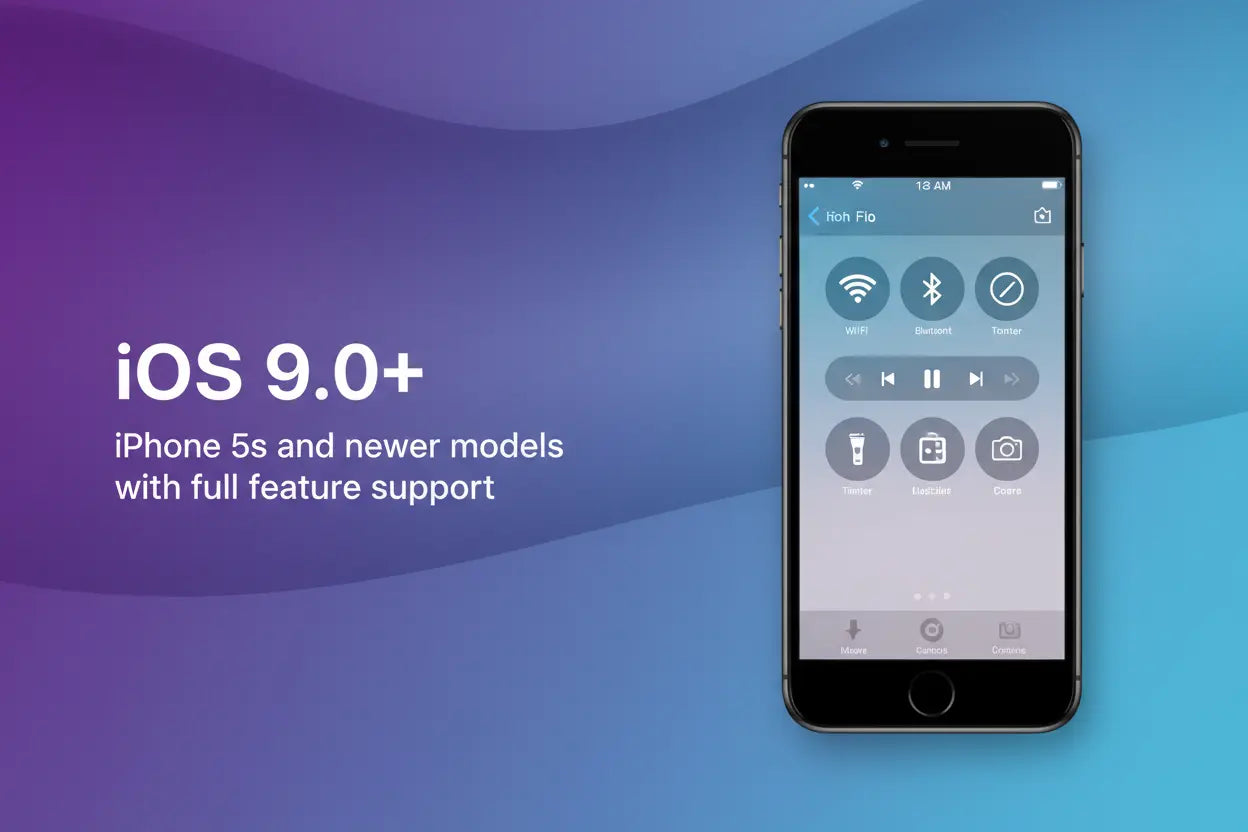 iPhone running iOS 9.0 or newer (iPhone 5s and later), offering full feature support for smart device integration.
